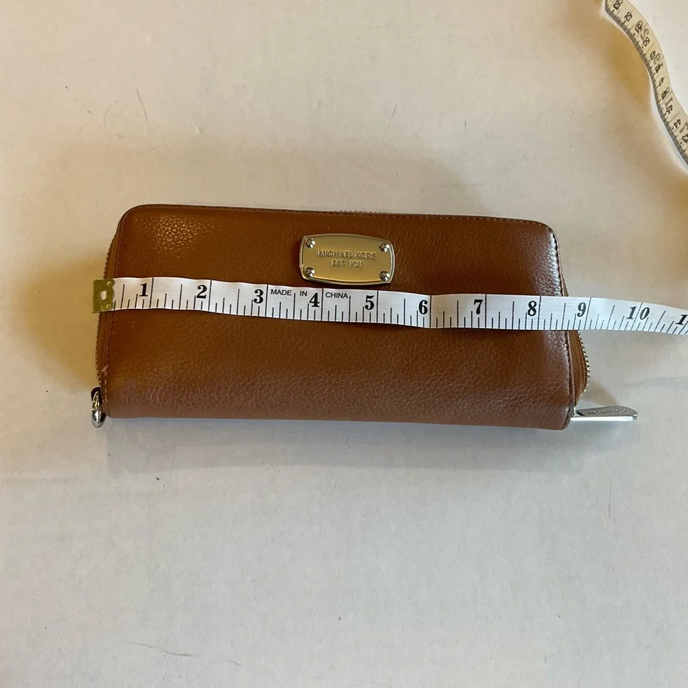 Michael Kors Brown Pebbled Leather Zip-Around Continental Wallet